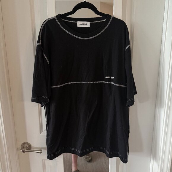 AMBUSH logo-embroidered T-shirt Size XXL Color Black White - Picture 1 of 6